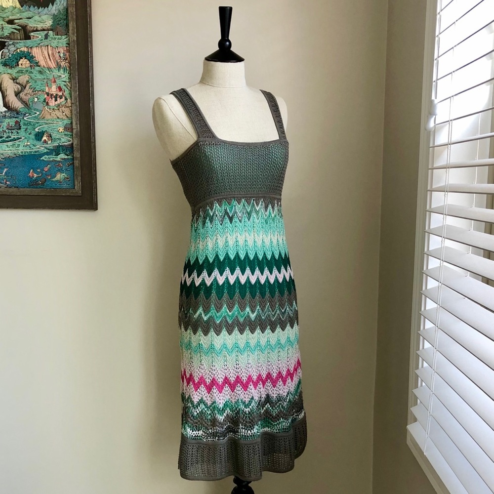 M Missoni Chevron Knit Sleeveless Tank Dress